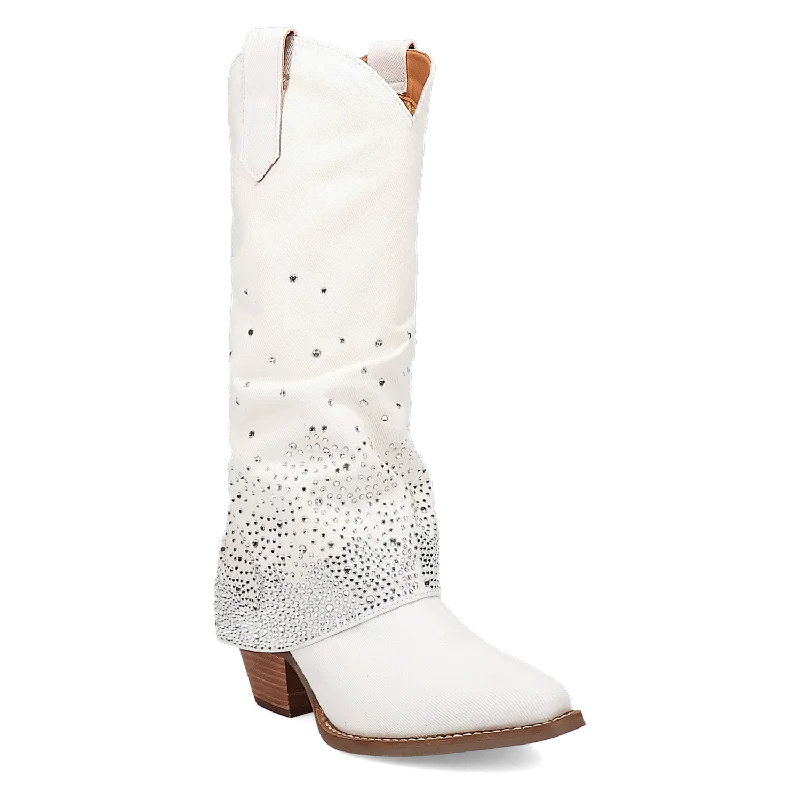 Online Exclusive | Dingo | Eye Candy Denim Leather Boot in White **PREORDER