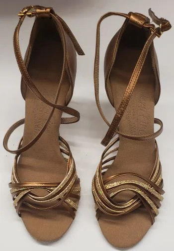 2.5" Jessica I -- Women's Latin Ballroom Sandal -- Gold Scale/Dark Tan