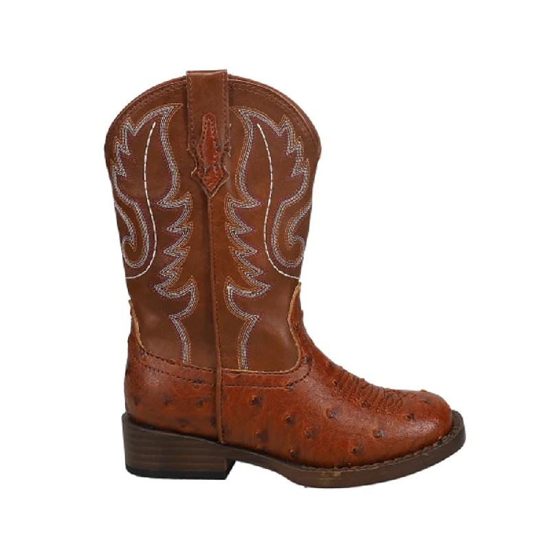 Bumps Faux Ostrich Square Toe Cowboy Boots (Little Kid)