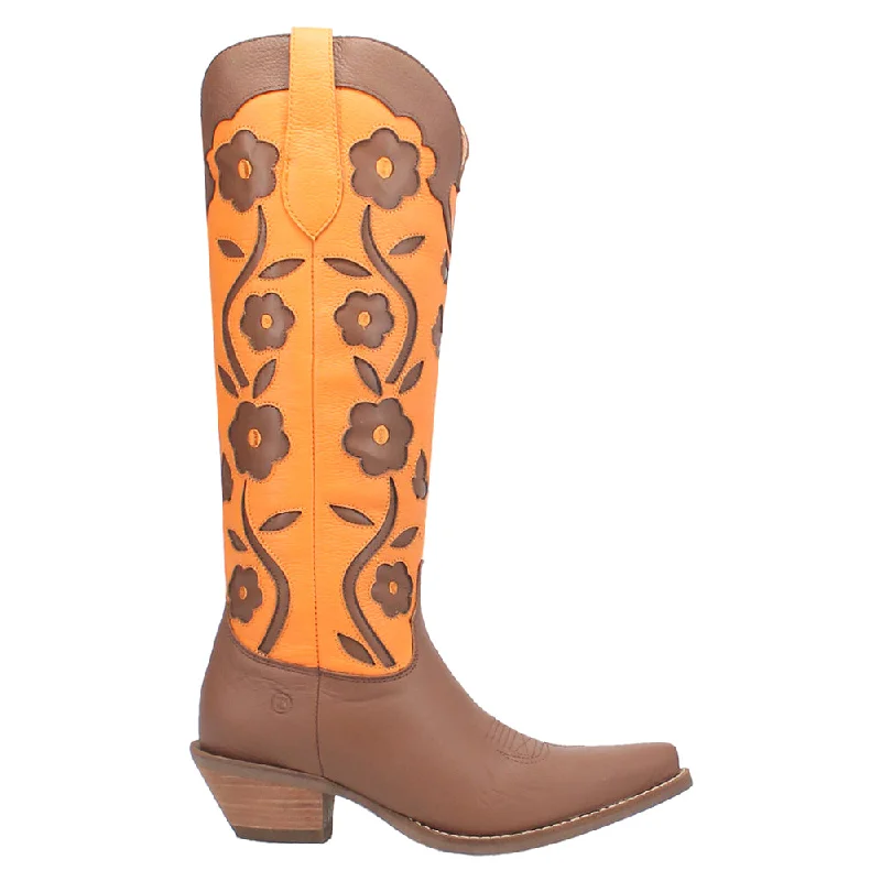 Goodness Gracious Tooled-Inlay Floral Snip Toe Cowboy Boots