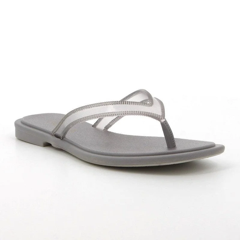 Grendha Amina Thong Slip On Sandals - Grey/Silver