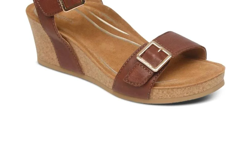 Lexa Quarter Strap Wedge Sandal In Walnut