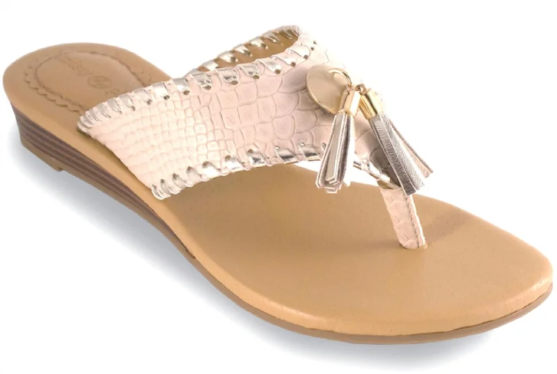 Margo Snake Flip Flops In Cream