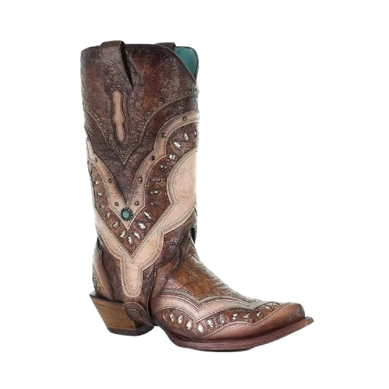 Corral Boots Women's Brown Orix with Embroidery & Studs Boots