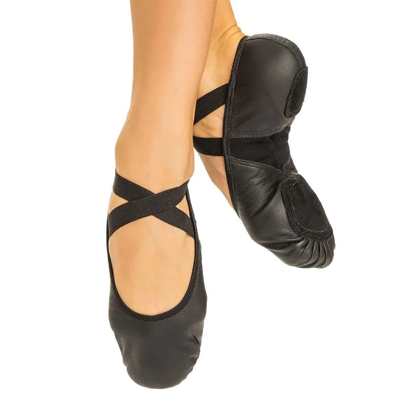 So Danca Belen SD125 - Adult Super Pro Leather Split Sole Ballet Shoes w Neoprene Insert (Black or Pink)