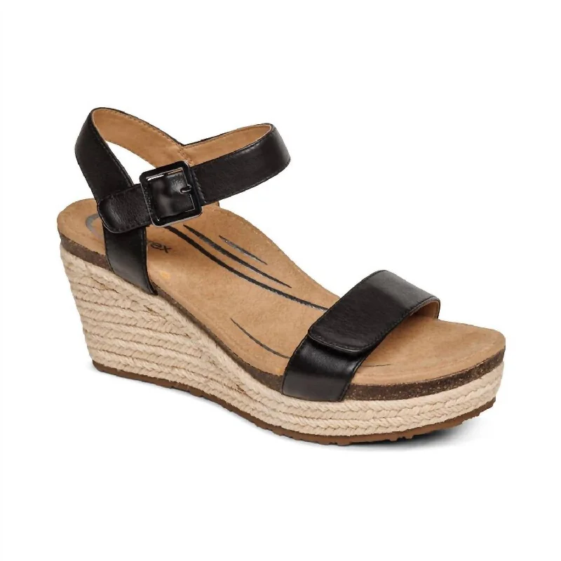 Sydney Quarter Strap Espadrille Wedge Sandal In Black