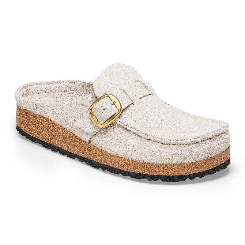 Birkenstock Buckley corduroy antique white suede