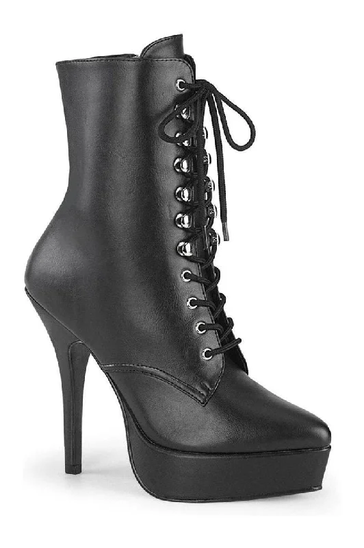 INDULGE-1020 Ankle Boot | Black Faux Leather