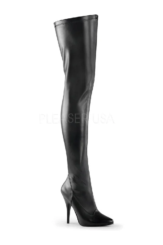 SEDUCE-3000 Thigh Boot | Black Faux Leather