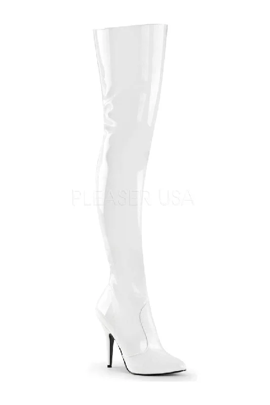 SEDUCE-3010 Thigh Boot | White Patent